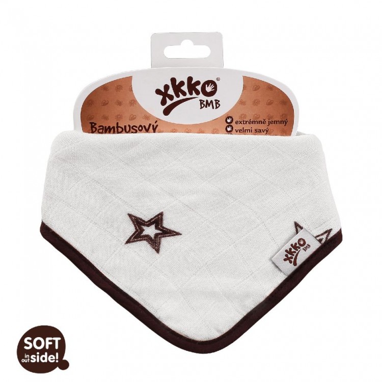 KIKKO Bambusový dětský slintáček/šátek Natural Brown Stars