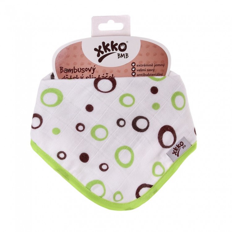 KIKKO Bambusový dětský slintáček/šátek Lime Bubbles