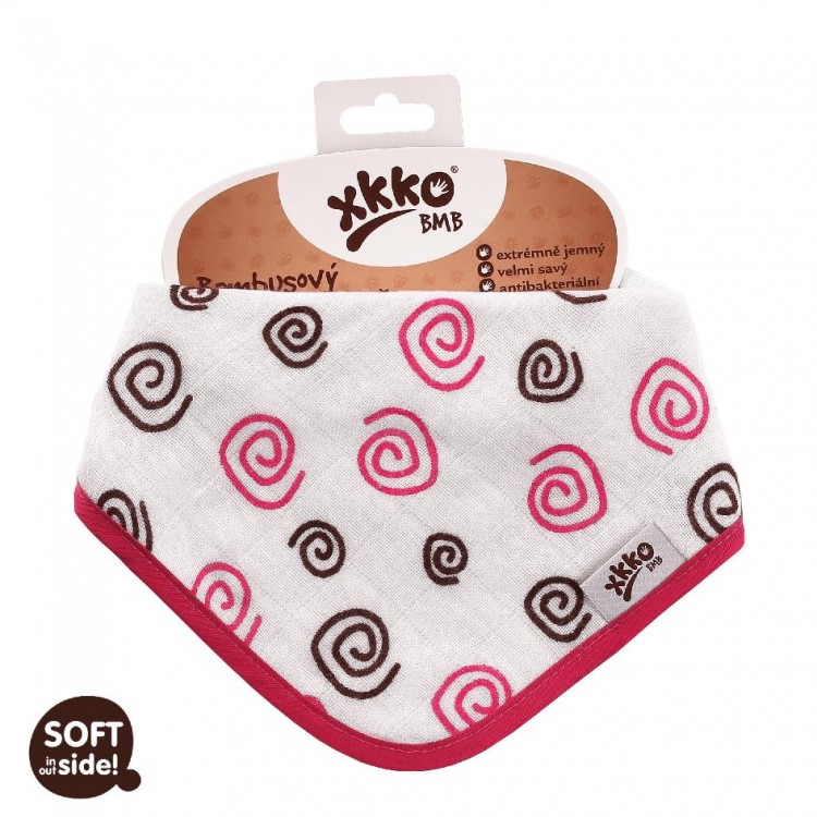 KIKKO Bambusový dětský slintáček/šátek Magenta Spirals