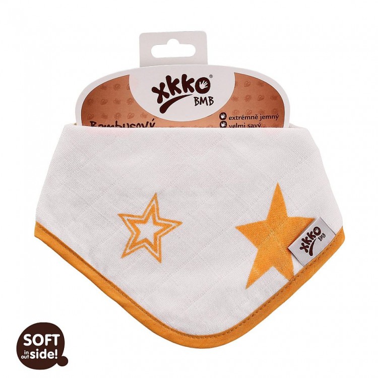 KIKKO Bambusový dětský slintáček/šátek Orange Stars