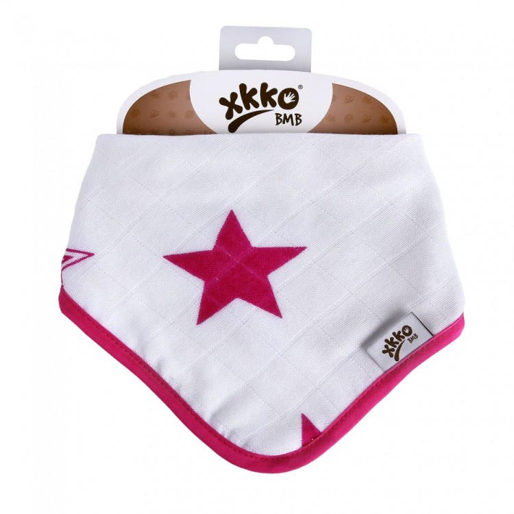 KIKKO Bambusový dětský slintáček/šátek Magenta Stars