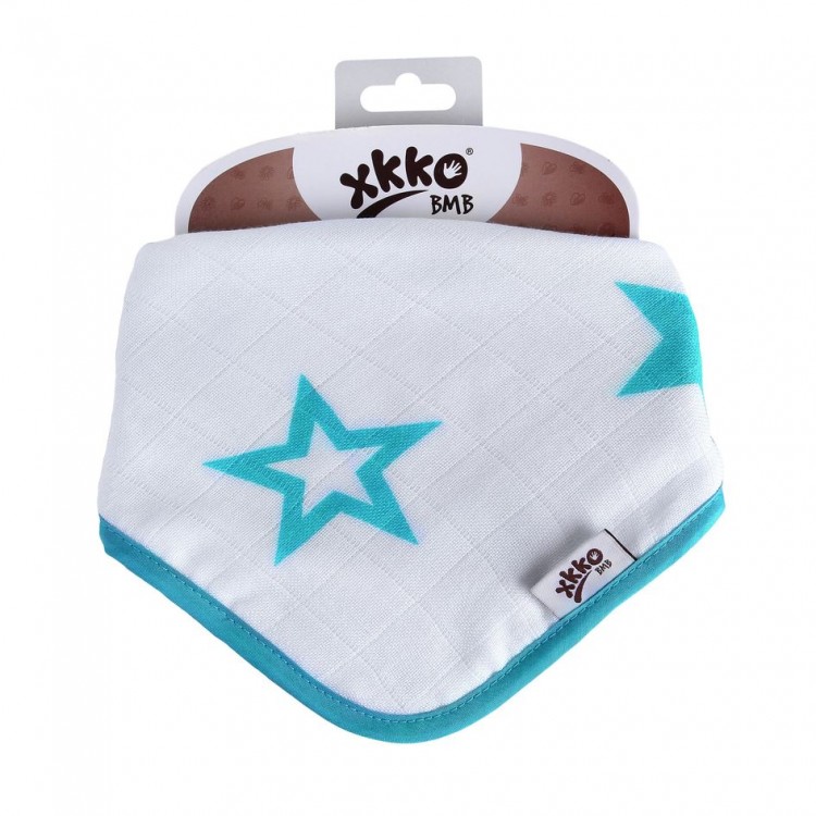 KIKKO Bambusový dětský slintáček/šátek Turquoise Stars