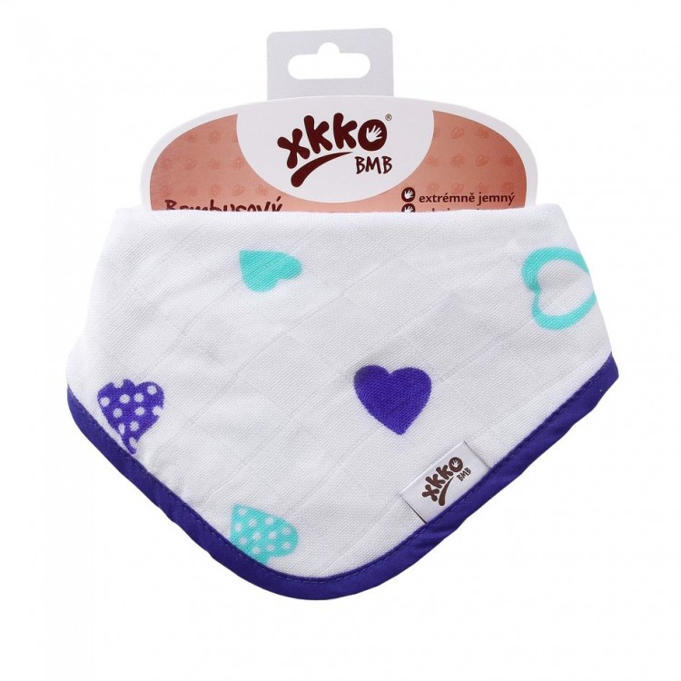 KIKKO Bambusový dětský slintáček/šátek Ocean Blue Hearts