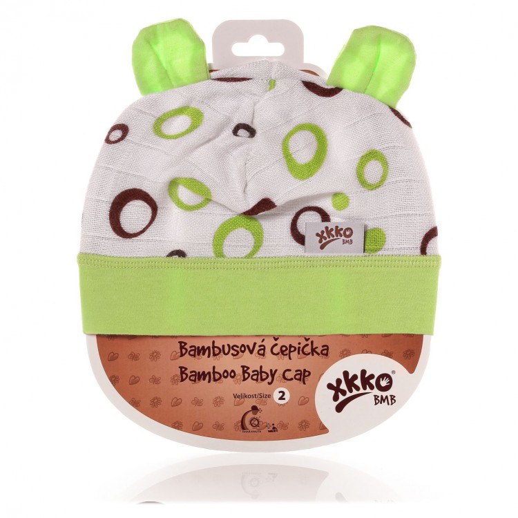 KIKKO Dětská bambusová čepička Lime bubbles