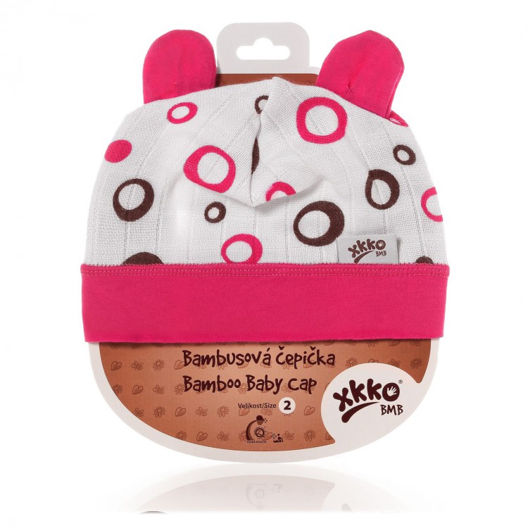 KIKKO Dětská bambusová čepička Magenta bubbles