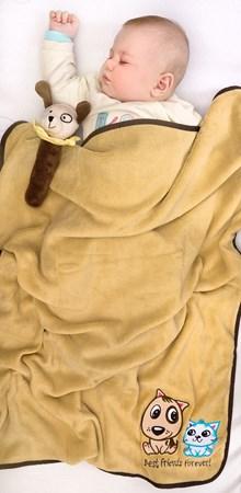 SENSILLO Dětská deka Pejsek a Kočička 75x100 cm Yellow