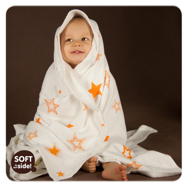 KIKKO Bambusová dětská deka Orange Stars