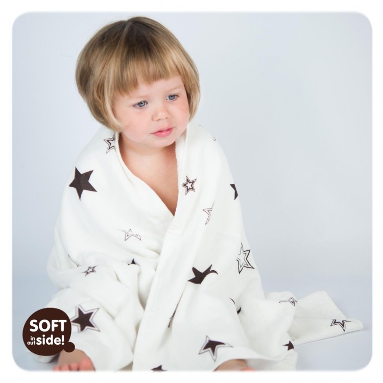 KIKKO Bambusová dětská deka Natural Brown Stars