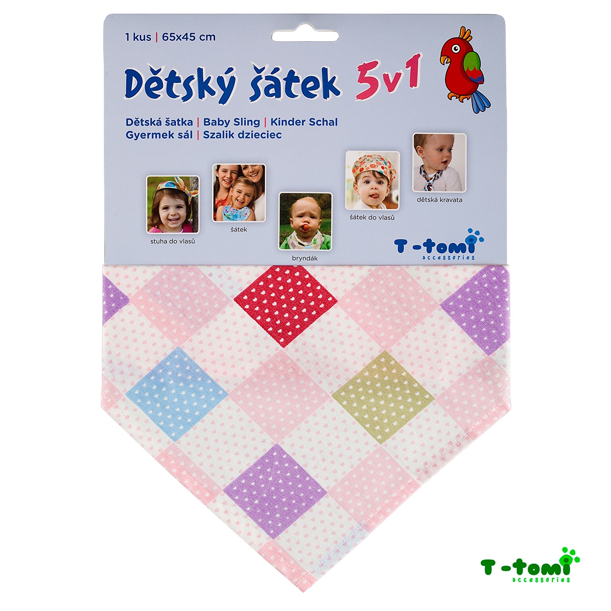 T-TOMI Dětský šátek 5v1, čtverce