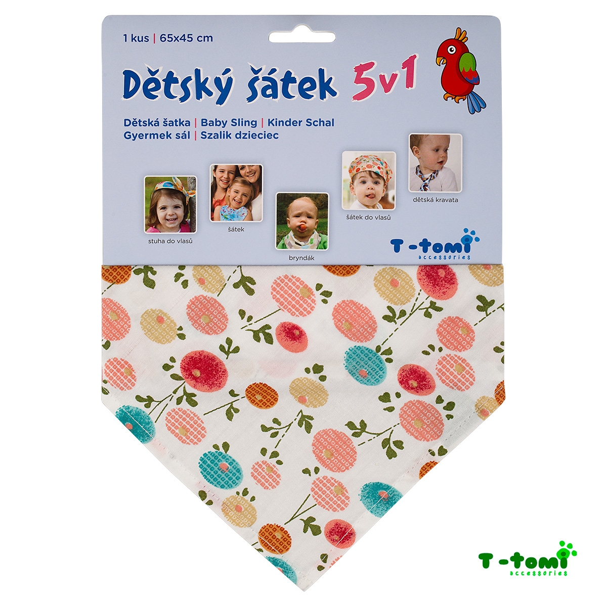 T-TOMI Dětský šátek 5v1, květiny