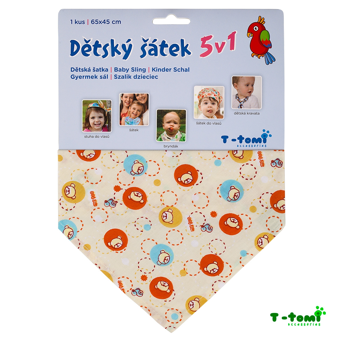 T-TOMI Dětský šátek 5v1, kolečka