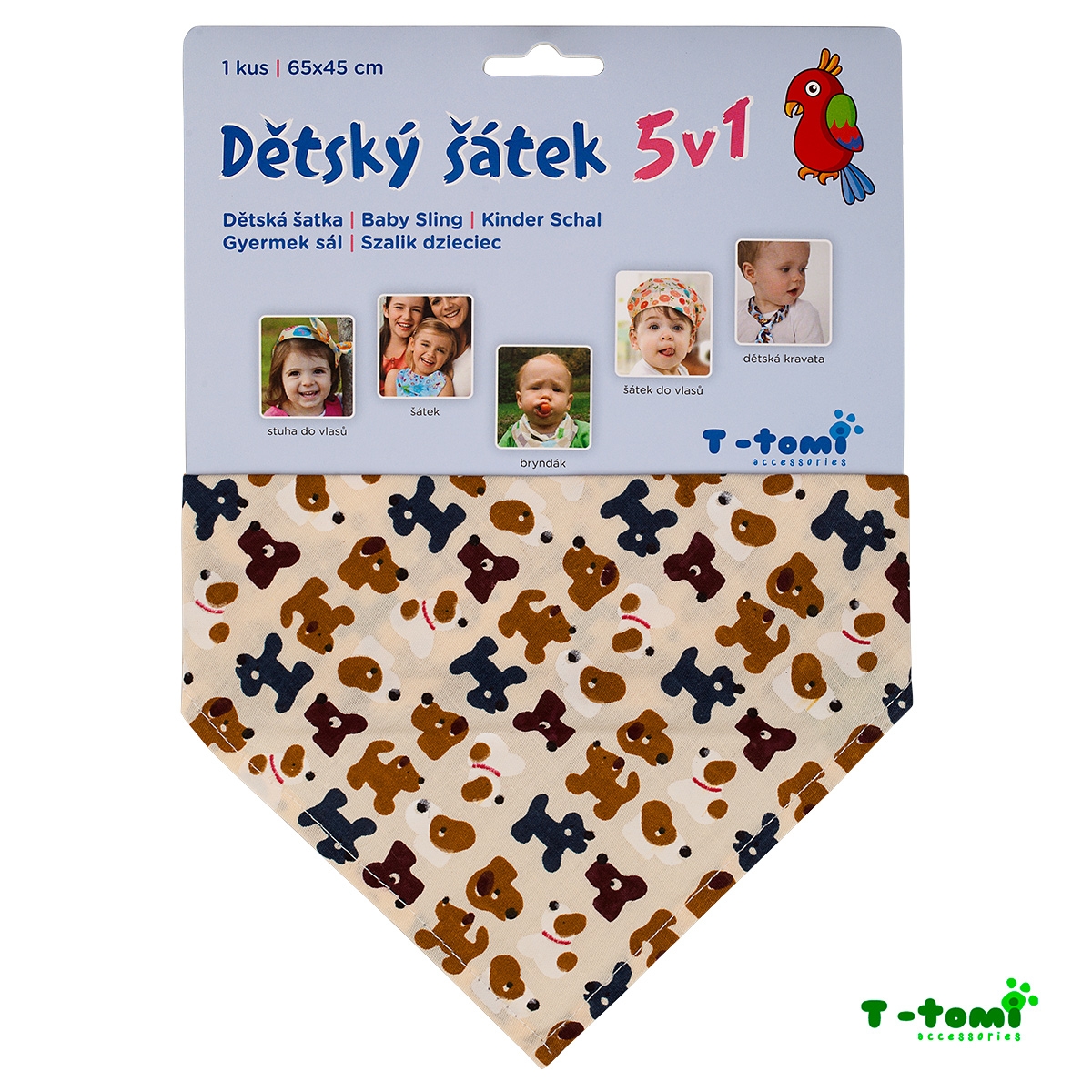 T-TOMI Dětský šátek 5v1, pejsci
