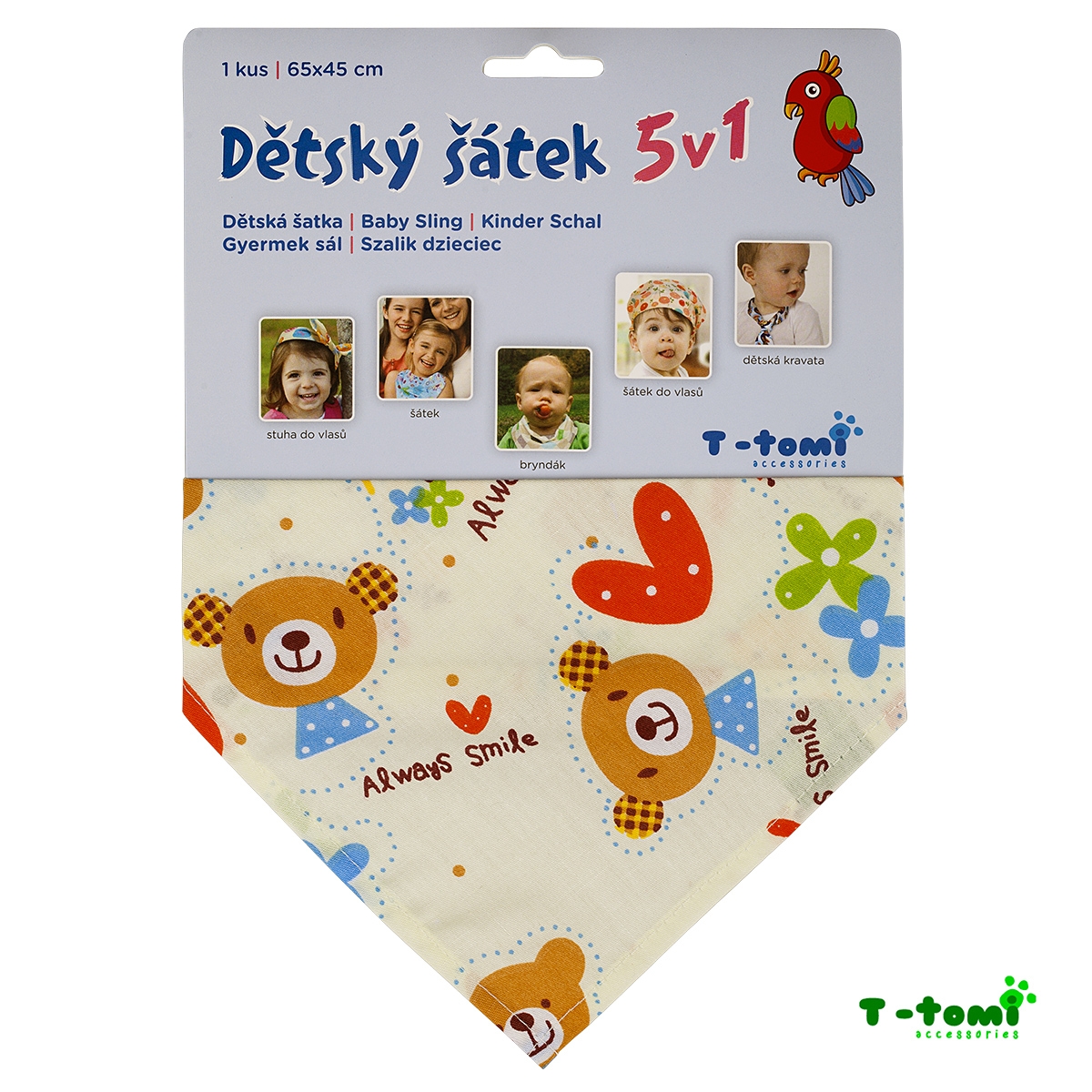 T-TOMI Dětský šátek 5v1, medvídci