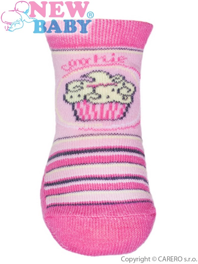 NEW BABY Kojenecké ponožky s ABS růžové s dortem vel.80 (9-12m)