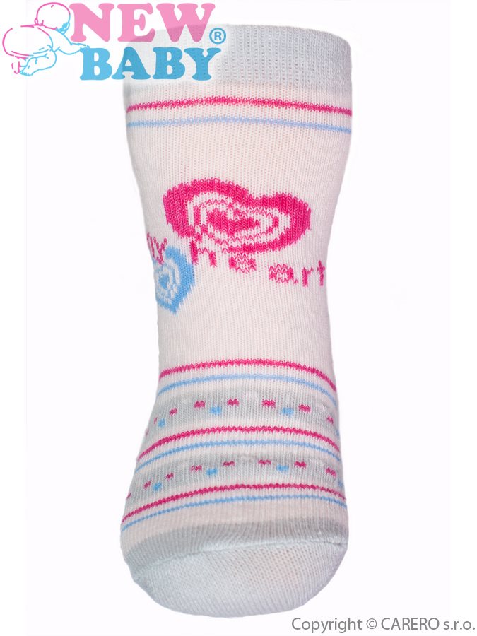 NEW BABY Kojenecké ponožky s ABS růžové se srdíčkem vel.80 (9-12m)