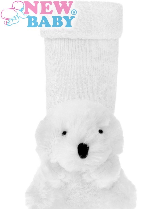 NEW BABY Kojenecké froté ponožky s chrastítkem vel. 56 bílé