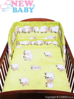 NEW BABY 3-dílné ložní povlečení 100/135 zelené s ovečkou